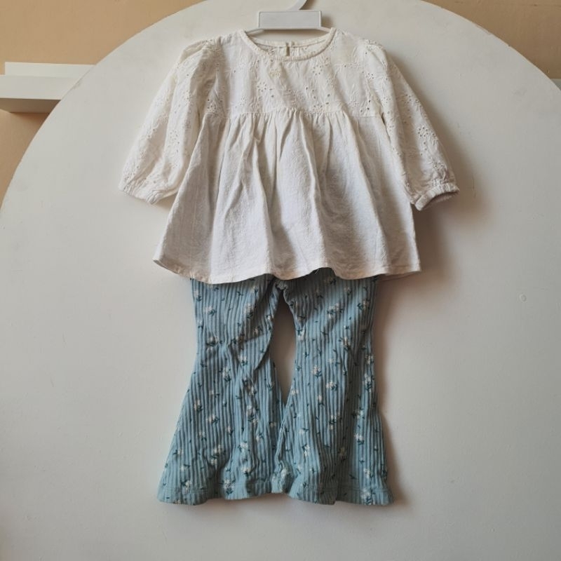 Bohopanna Cutbray Legging + Sugarbibs Mika Top White Preloved Baby Girl Anak Perempuan one set bohop