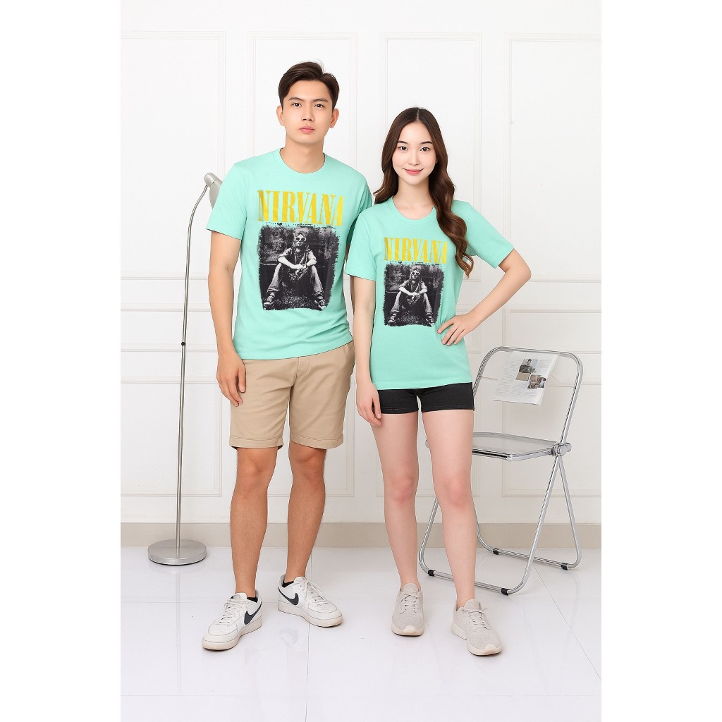 Kaos Band Kay Casual Reguler Fit Cotton Combed (Hijau Mint/Tosca Muda Nirvana)
