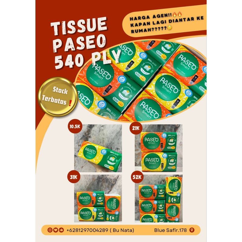 Tissue Paseo PROMO Harga Grosir Tisu Paseo Tebal 3 ply