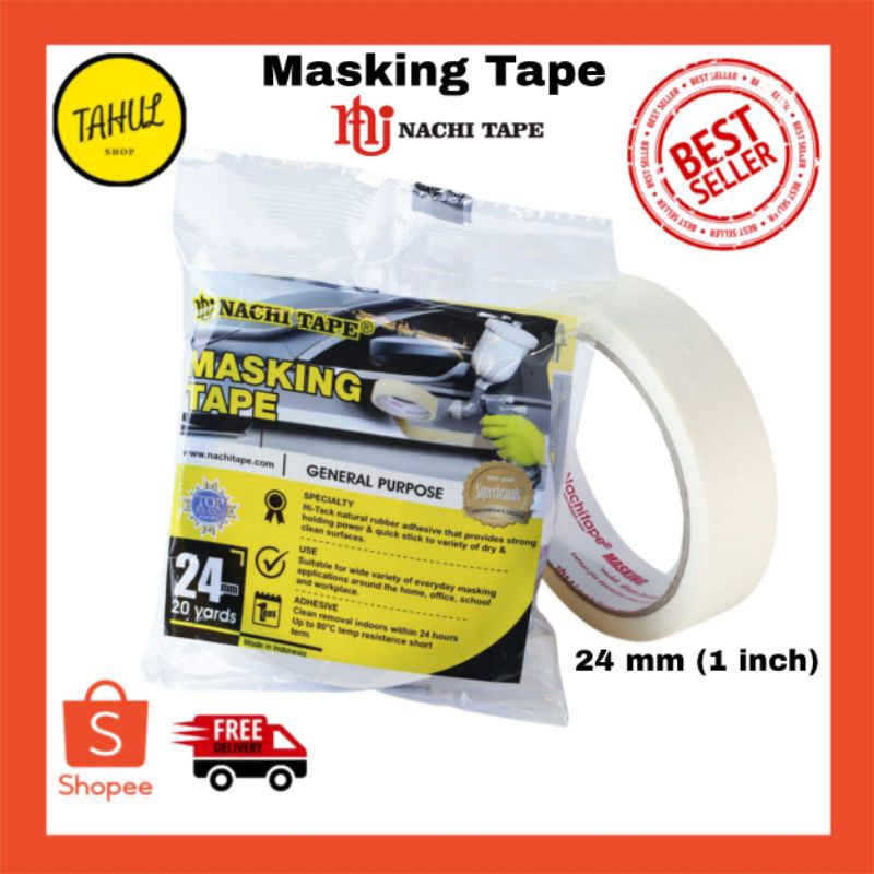 

Lakban Kertas Nachi Tape 1 inch 24mm 20 YARD / Masking Tape PER 1 ROL