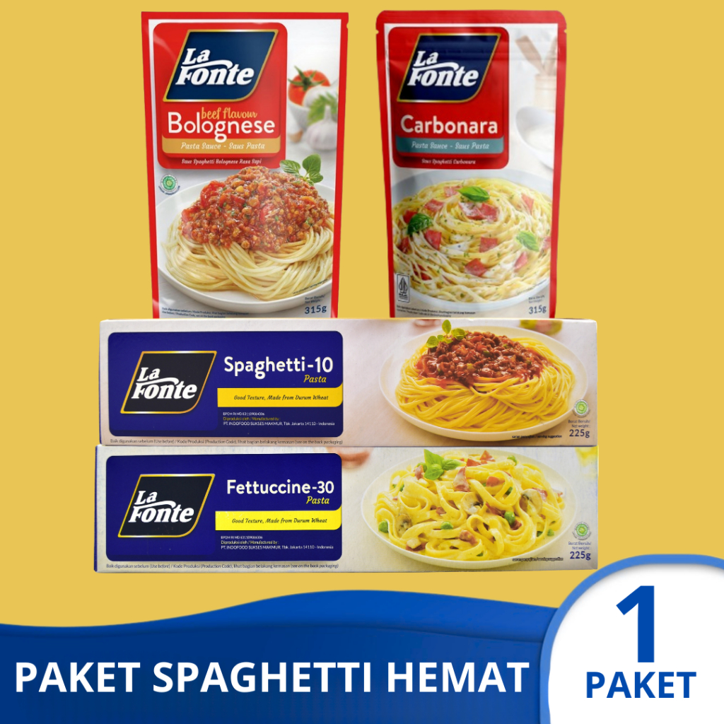 

(PAKET HEMAT) LA FONTE SPAGHETTI FETTUCCINE BOLOGNESE CARBONARA Paket Siap Santap