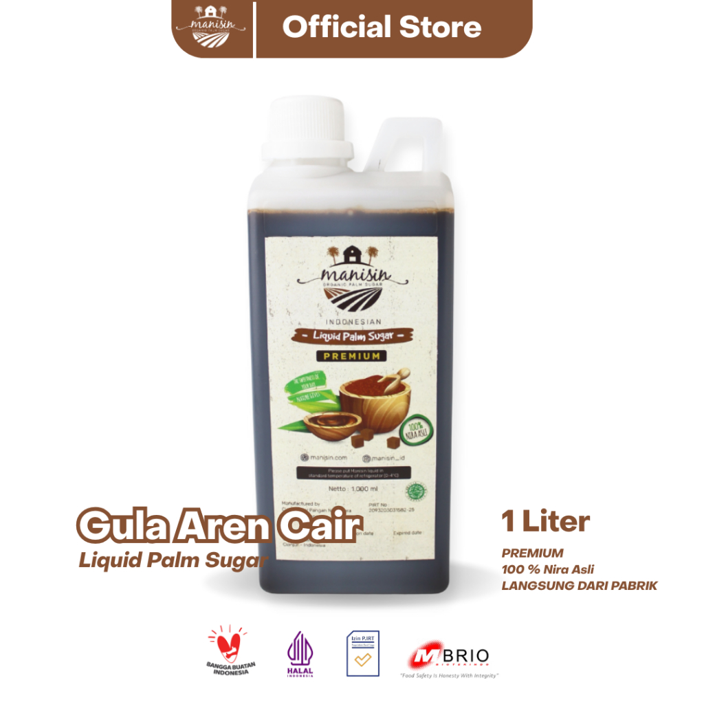

Manisin - 1 Liter Gula Aren Cair Premium 100% Nira Asli Untuk Campuran Kopi dan Kebutuhan Cafe