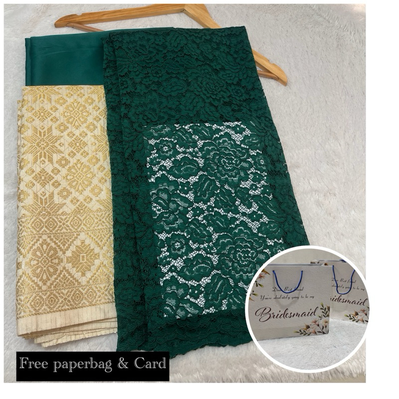 Set/Paket Kain Bridesmaid Brokat Katun, satin(furing) & Songket