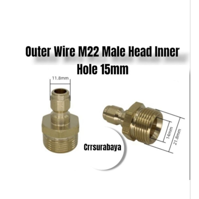 M22x1.5 Male Thread Konektor Adaptor | Quick Coupling Semprotan Jet Cleaner