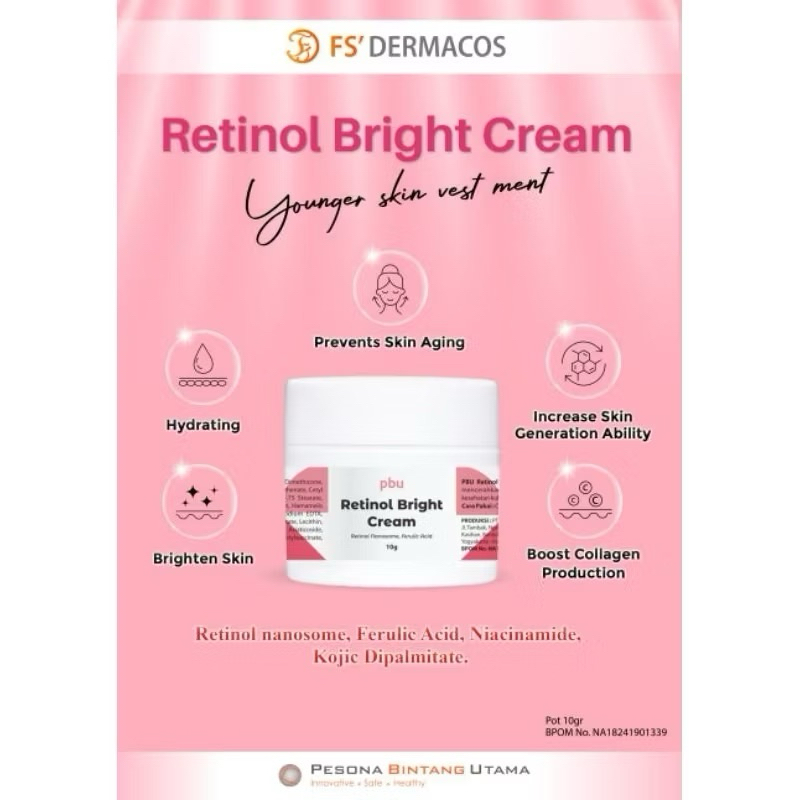 pbu retinol bright cream - mencerahkan glowing antiaging