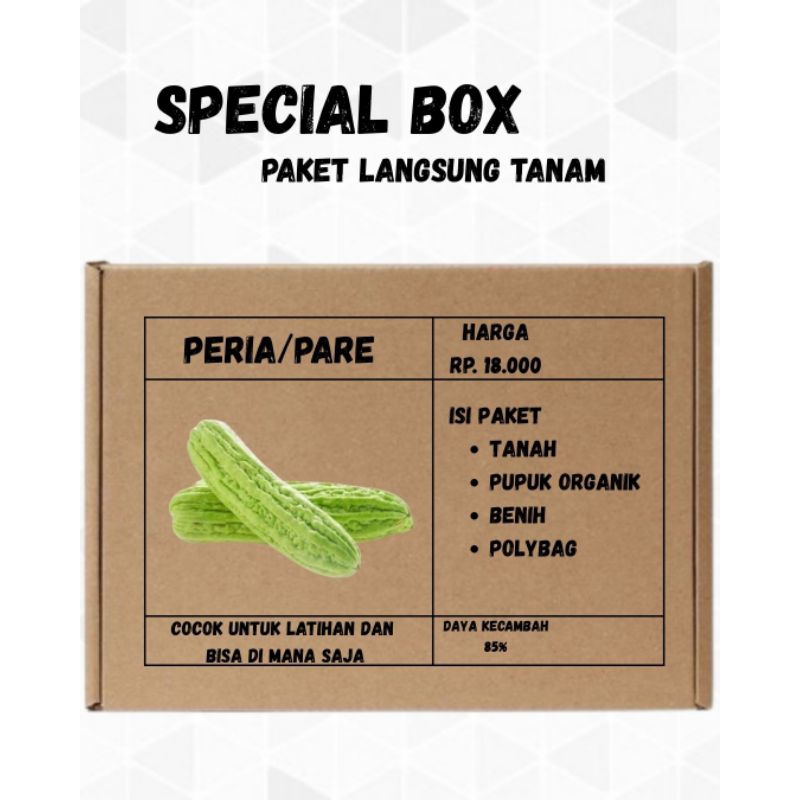 special box paket tanaman siap tanam benih peria/pare