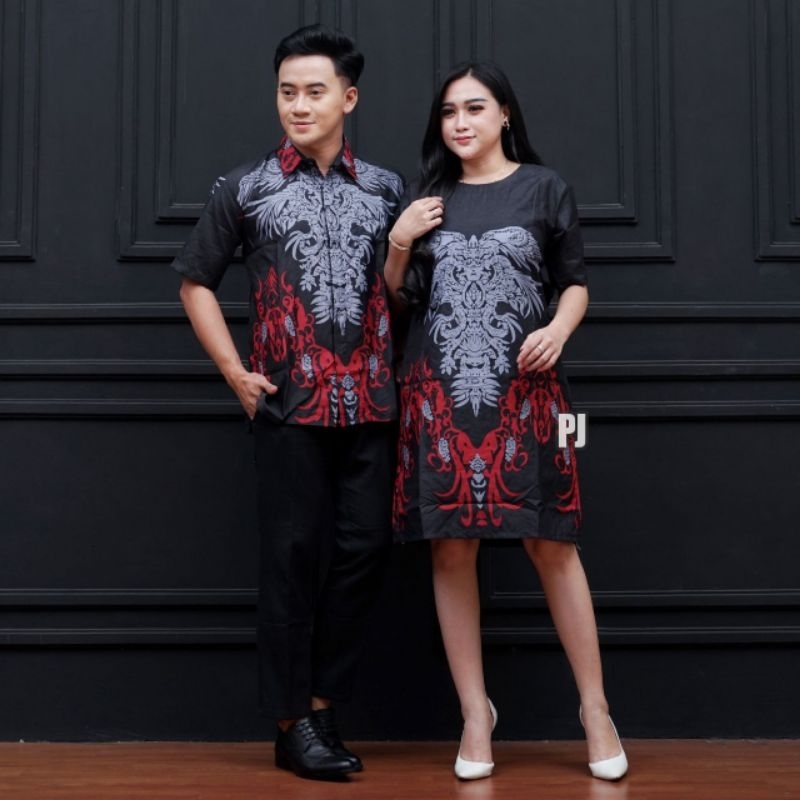 Harga Sepasang couple dress batik motif gentong hitam jumbo