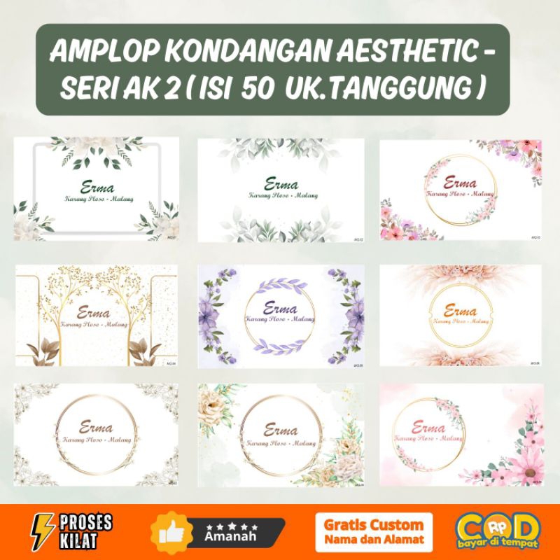 

Amplop Kondangan Murah Custom Seri AK2 isi 50pcs Ukuran Tanggung | Gratis Custom Nama/Alamat | Amplop Buwuhan Murah | Amplop Motif Murah | Amplop Aesthetic Murah | Amplop Tanggung Motif Berperekat | Proses Sehari Jadi