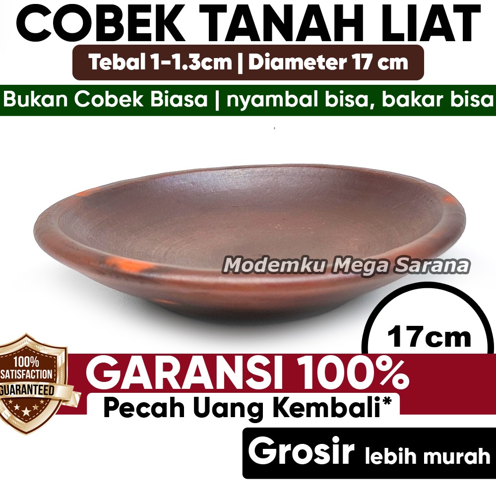 Cobek Tanah Liat Sambal Gami Tahan Panas Cowek Cawan Piring Sambal Lalapan Gerabah - Diameter 17 cm
