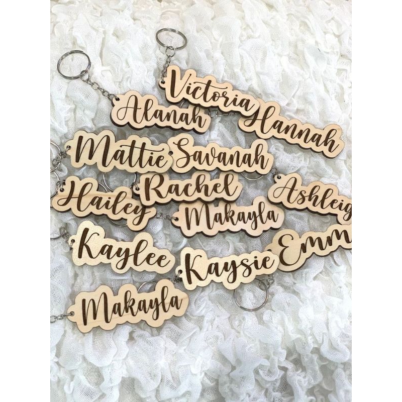 Custom Nama Gantungan Kunci Ukir Grafir kayu Custom Nama