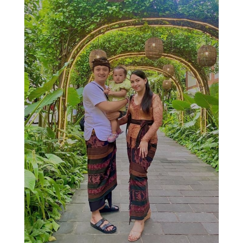 Set Couple SAPUT LASEMAN  Bali Tenunan Blanket Full Set Lengkap Saput + Udeng Jadi + Kamen Selendang