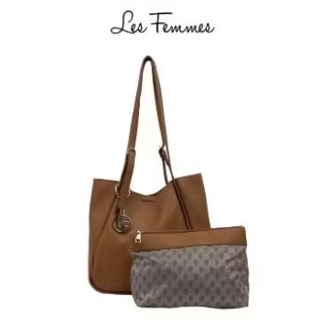 [Best seller ] LES FEMMES Tas Bahu Wanita Neina Tote Bag warna CAMEL G347A 220519 Les Femmes