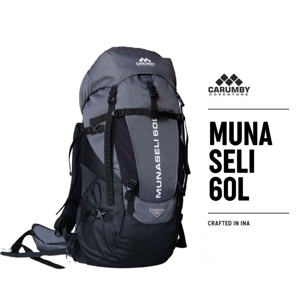 TAS CARRIER CARUMBY MUNASELI 60L | 60 LITER KERIR KERIL CARIL CERIL RANSEL PUNGGUNG PENDAKI GUNUNG O