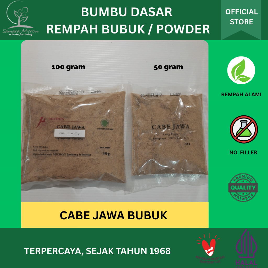 

Bumbu Rempah Samara Micron - Cabai Jawa Bubuk - Cabe Areui - Cabe Jawa Powder