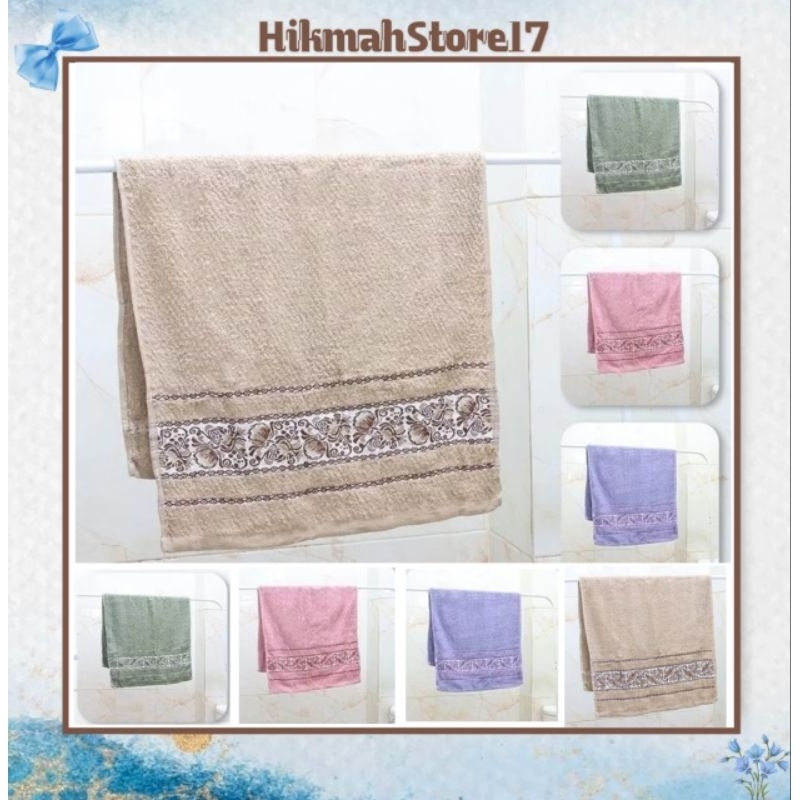 H17 | Handuk Jumbo Katun Lembut Ukuran 70 x 140 Motif Bordir Gucci Motif Kembang