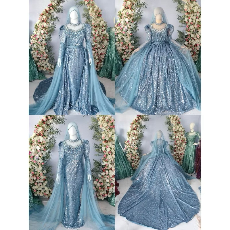 Gaun Wedding Blue Ice/Gaun Wedding Denim