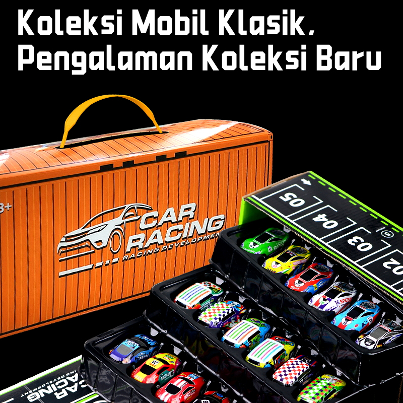 

Habibi Set Mobil Mainan Balap Inersia Penyimpanan Pull-Back Logam Tahan Banting untuk Anak 20/40pcs