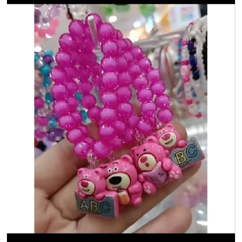 GELANG KARET MOTE PINK KARAKTER