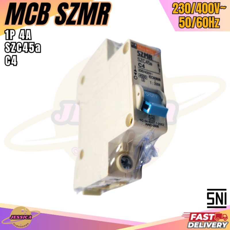 MCB SZMR 4A/4 Ampere Listrik PLN/Ampere Pemutus Arus Listrik/MCB SZMR 4 Ampere/Pemutus Arus Listrik