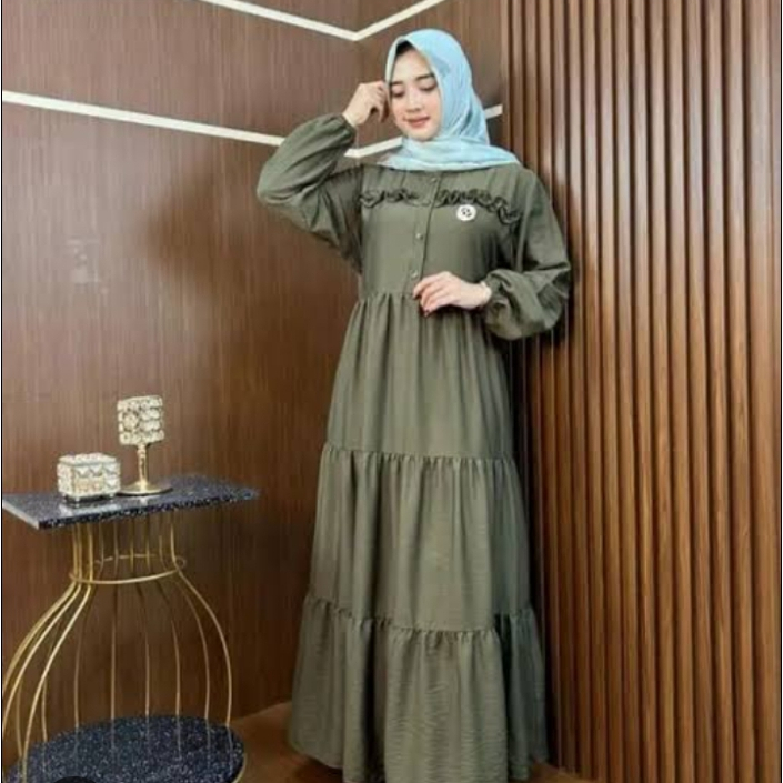 Gamis Katun Toyobo Premium Model Rempel Susun 3555 mgo