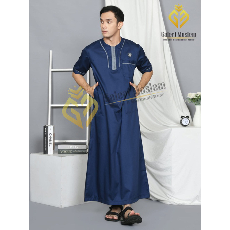 Jubah Gamis Muslim Pria Dewasa Lengan Pendek / Jubah Pria Lengan Pendek Muslim