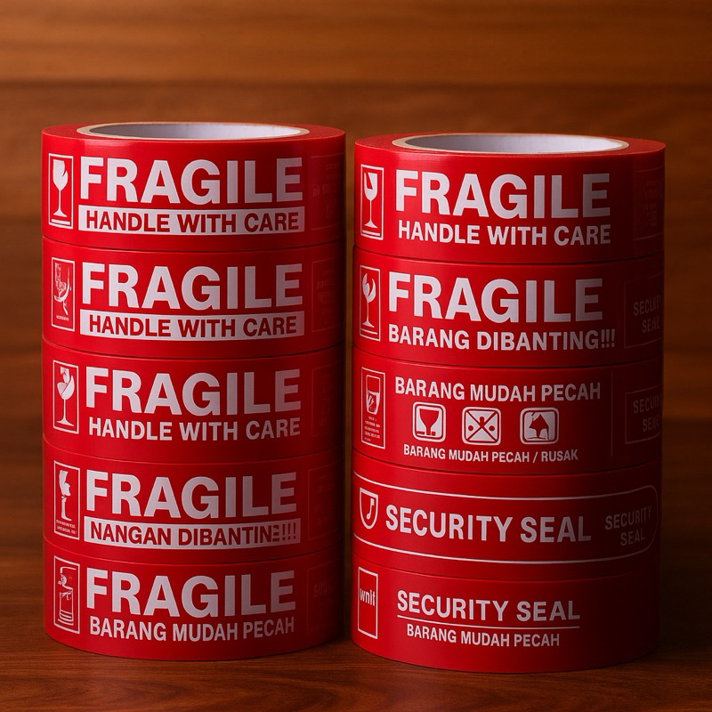 

4IN 1 ISOLASI FRAGILE 48MM X 500Y BESAR / LAKBAN FRAGILE JANGAN DIBANTING 48MM X 500YARD / LAKBAN FRAGILE JUMBO 48 MM X 500YARD