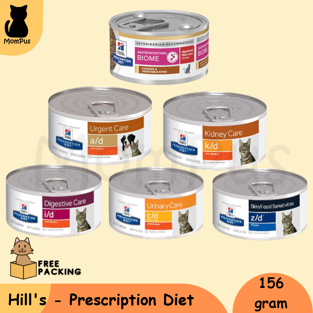 Hills Prescription Diet 156gr a/d i/d k/d c/d z/d Urgent Digestive Kidney Urinary Skin Sensitive Gas