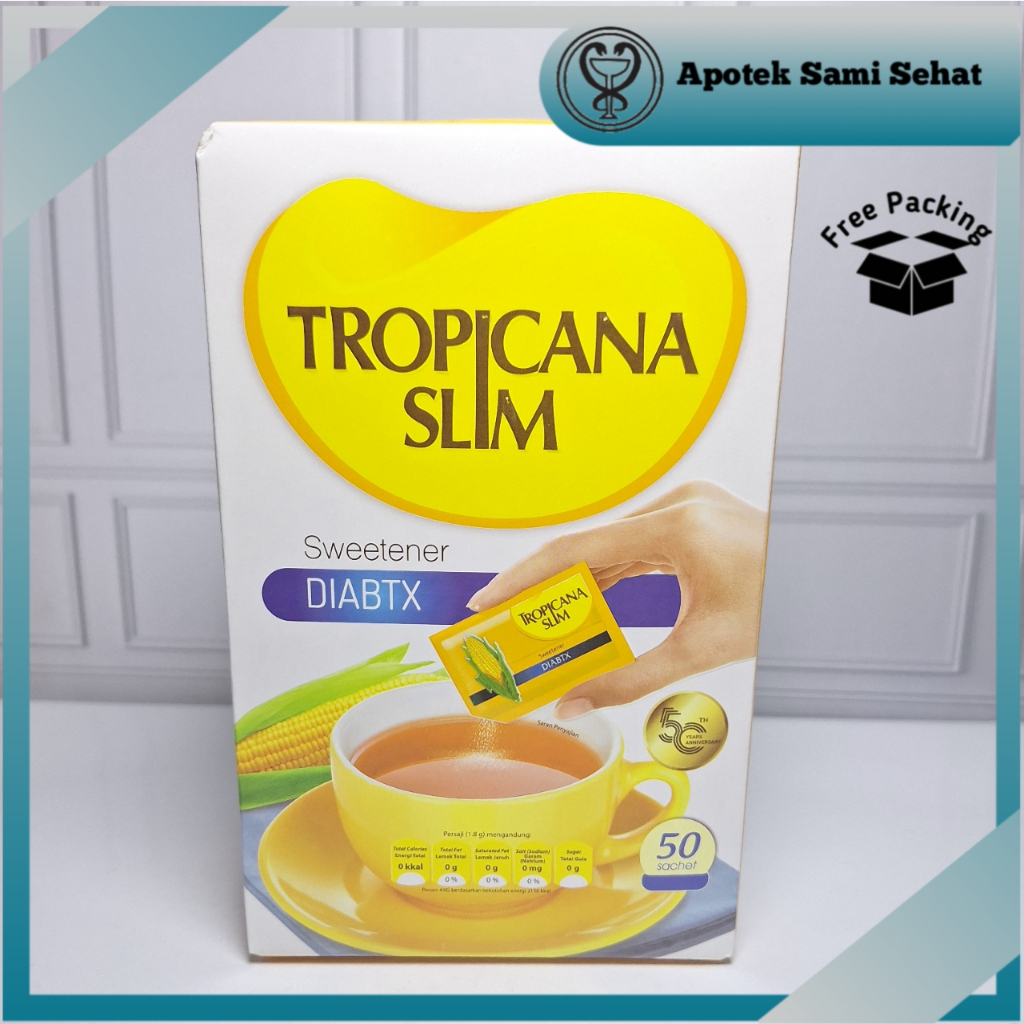 

1 BOX TROPICANA SLIM SWEETENER DIABTX 50 SACHET