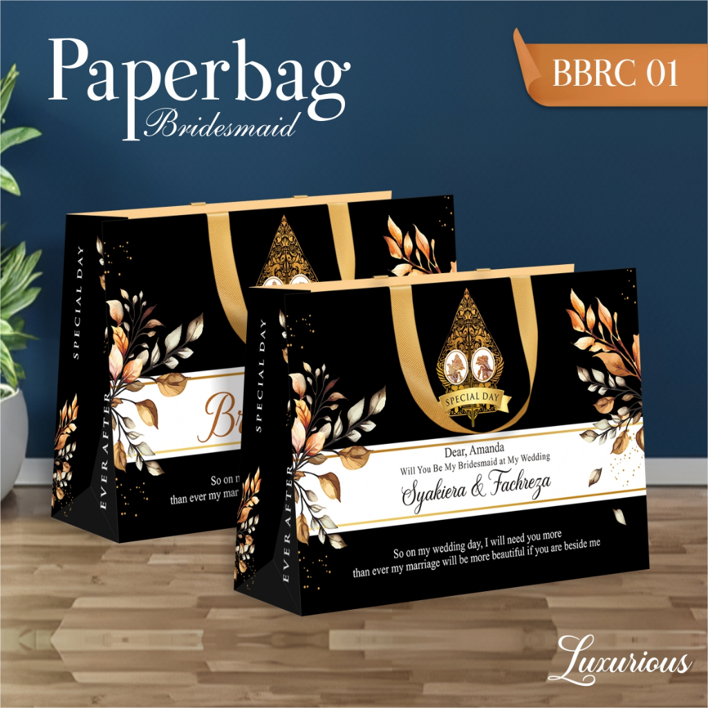 

PAPER BAG BRIDESMAID SIMPLE BAHAN BRIEF CARD [BBRC] - TAS PAPERBAG BRIDESMAID BEWARNA CUSTOM TULISAN