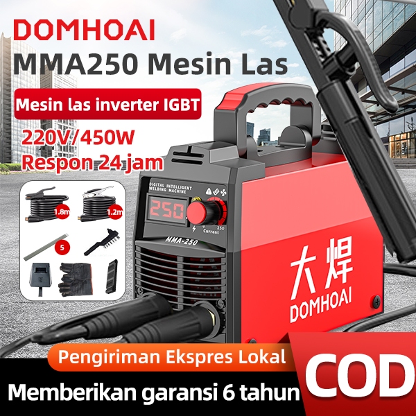 DOMHOAI Mesin Las MMA-250 Inverter Las Listrik IGBT Mesin Las Tampilan Digital Definisi Tinggi Mesin