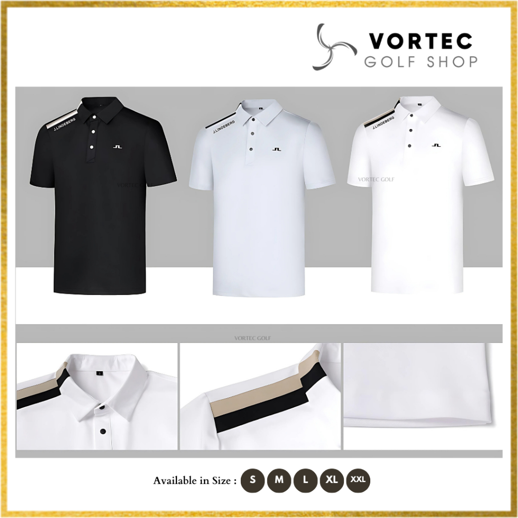 JL Men Golf Polo Shirt - Kaos Olahraga Golf Tennis Lari - Polyester DryFit