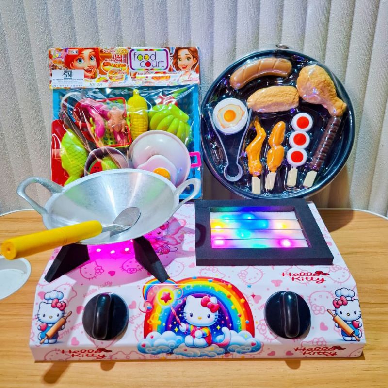 kompor Mainan Masak Masakan Hello Kitty full set