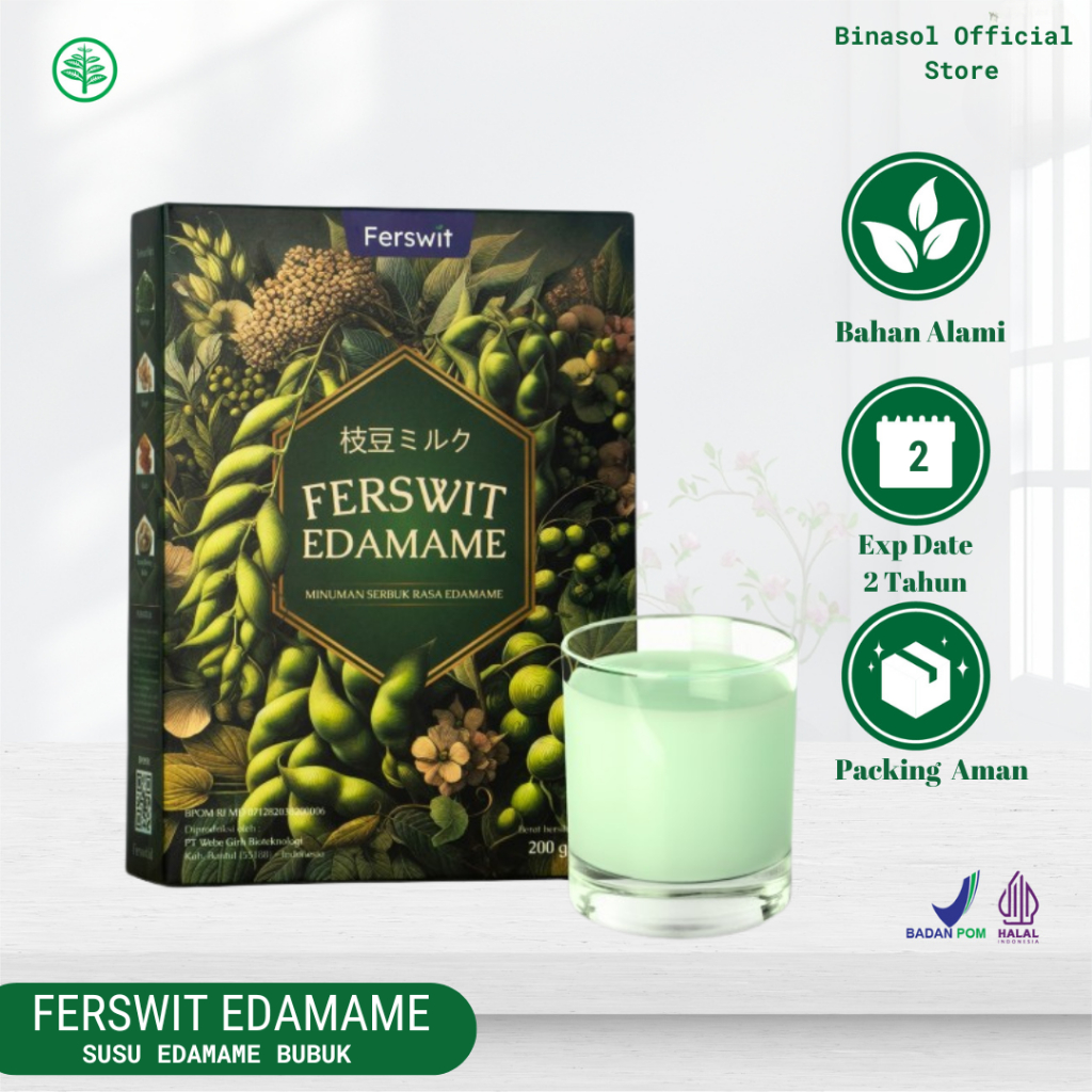 

Ferswit Edamame | Susu kacang Edamame Untuk Kolesterol, Asam Urat, Nyeri Sendi & Tulang