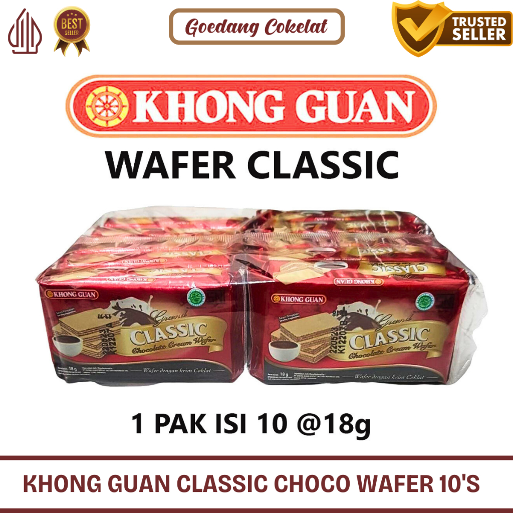 

Khong Guan Classic Choco Wafer Cream Chocolate Coklat Classic Isi 10 x 18g