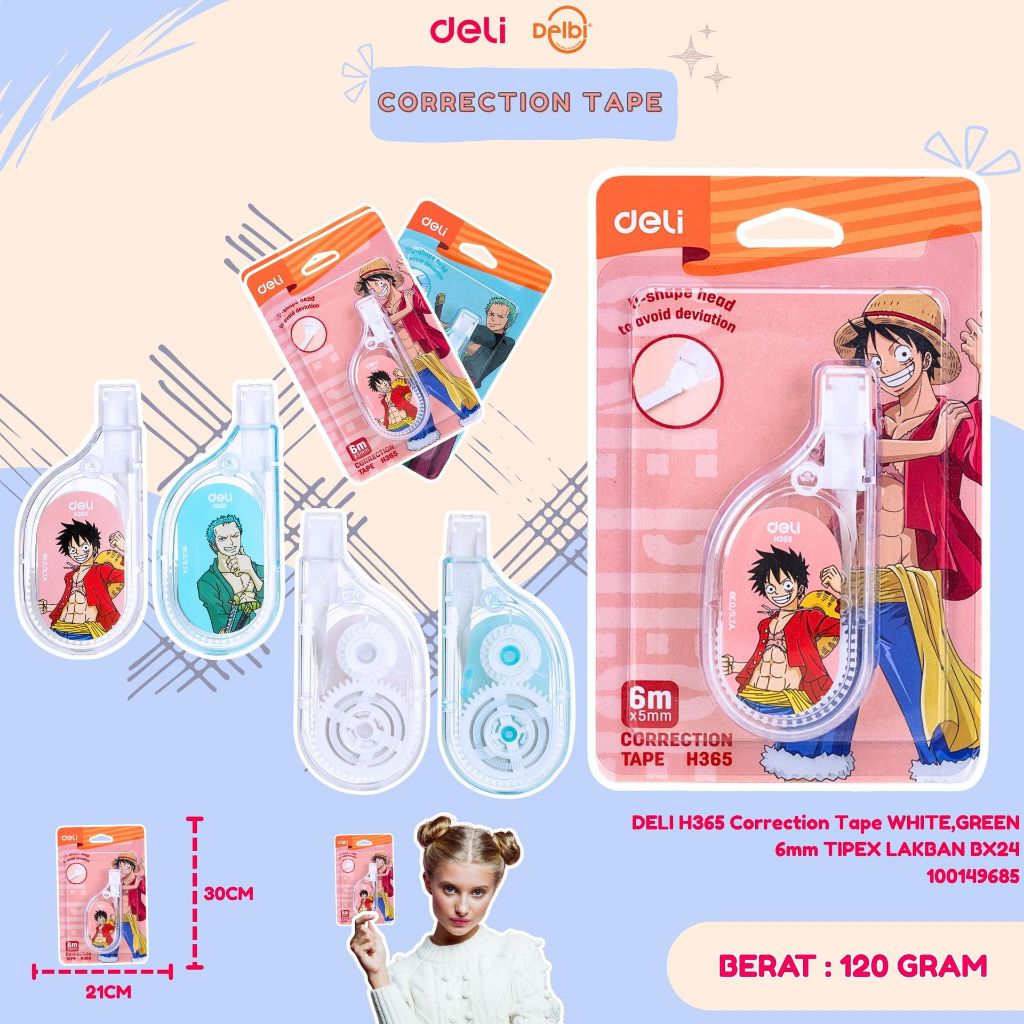 

DELI H365 Correction Tape WHITE,GREEN 6mm TIPEX LAKBAN DELI H365 Correction Tape WHITE,GREEN 6mm TIPEX LAKBAN
