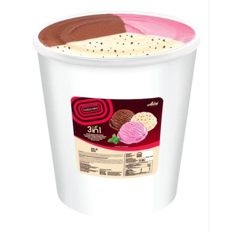 

AICE 3IN1 BISCUIT CRUMB 8 LITER | AICE 8 LITER 3IN1 KEMASAN BARU | ESKRIM ICE CREAM EMBER BULKY NEAPOLITAN