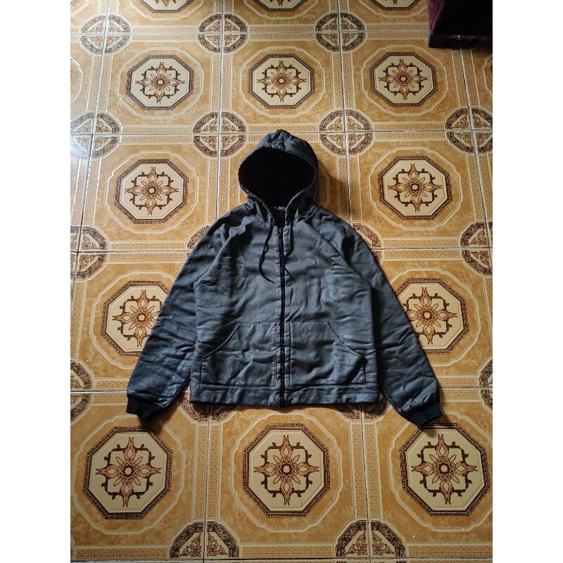 APC LEATHER ZIP HOODIE VINTAGE JACKET
