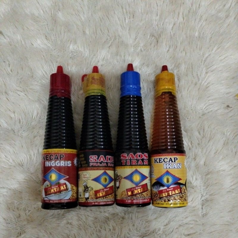 

paket hemat isi 4 botol cap sinar mentari @150ml.kecap inggris,saos prajarasa,saos tiram,kecap ikan