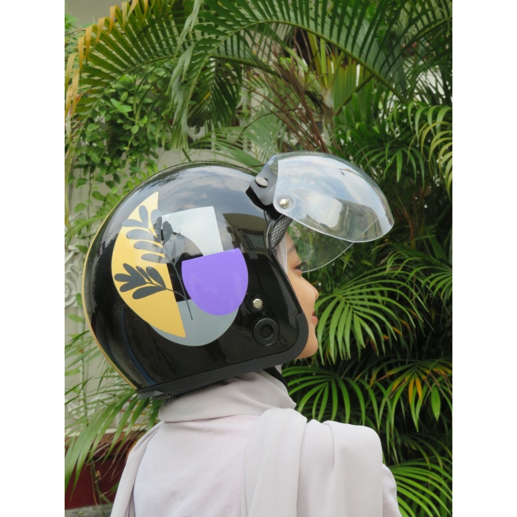 HELM BOGO RETRO/HELM BOGO DEWASA KARAKTER MOTIF HIJAB/KARAKTER BUNGA