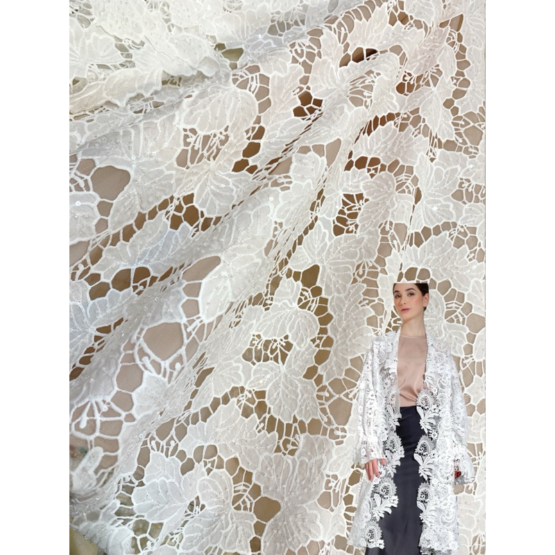 Bahan Kain Brokat Katun Prada/ Bahan Kain Prada lace payet