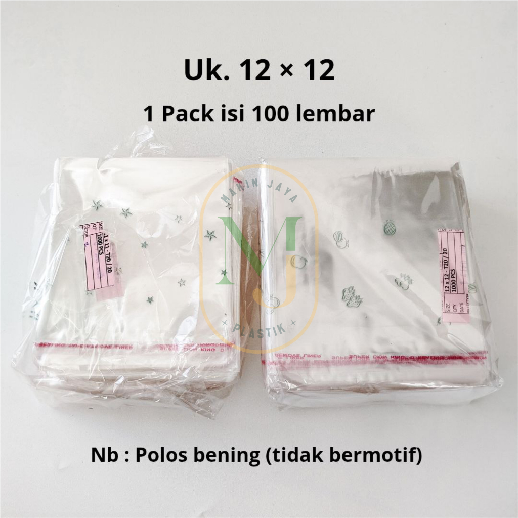 

OPP LEM 12 x 12 cm Plastik Bening Seal Bungkus Roti Undangan 12x12. Isi 100 Lembar