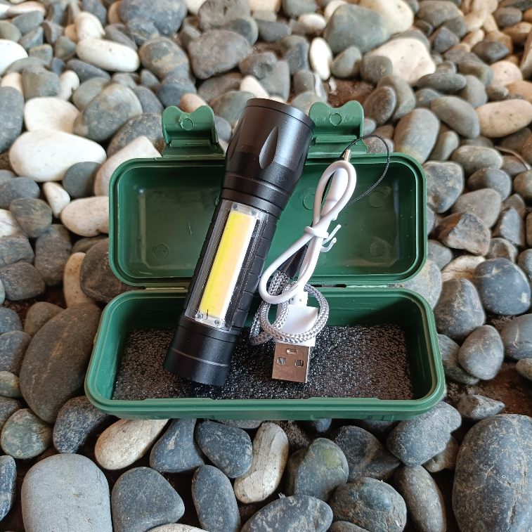 Senter LED Tactical / Senter Helm Tactical / Senter LED + Kabel USB Charger