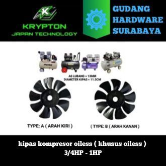 krypton kipas kompresor oiless ( khusus oiless ) 3/4HP - 1HP