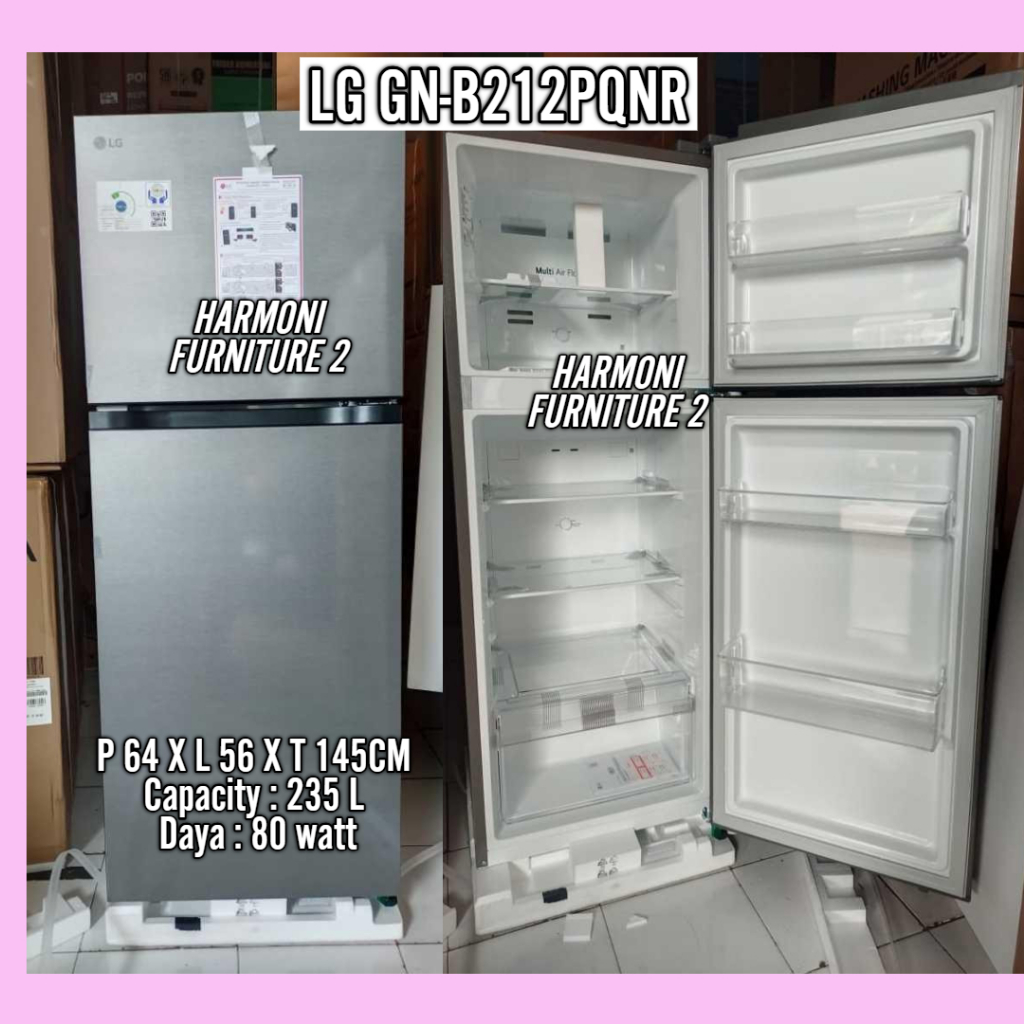 KULKAS 2 PINTU LG GN-B212PQNR KULKAS LEMARI ES LG 2 PINTU TANPA BUNGA ES GN-B212PQNR