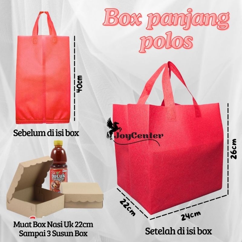 

(1 lusin / 12 pcs) Tas Hajatan Press Box Panjang Polos / Tas Kotak Nasi / Tas Spunbond / Tas Bingkisan