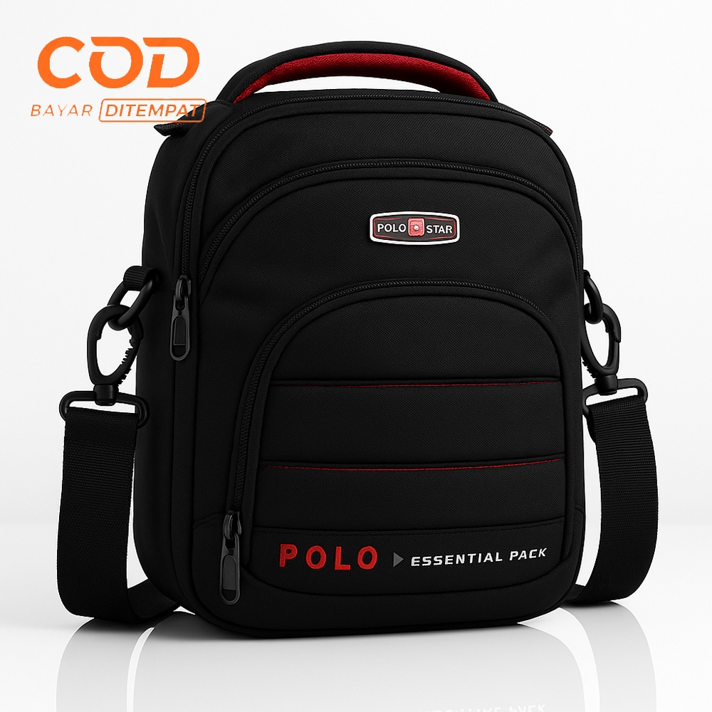Tas Selempang Pria Notebook POLO STAR SS39121 Tas Pria Bahu Original - Black