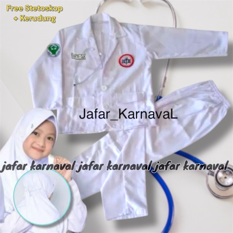 Baju Setelan Jas Dokter Hijab anak pud, tk, sd/ Baju setelan Jas dokter anak cewek paud, tk, sd khus