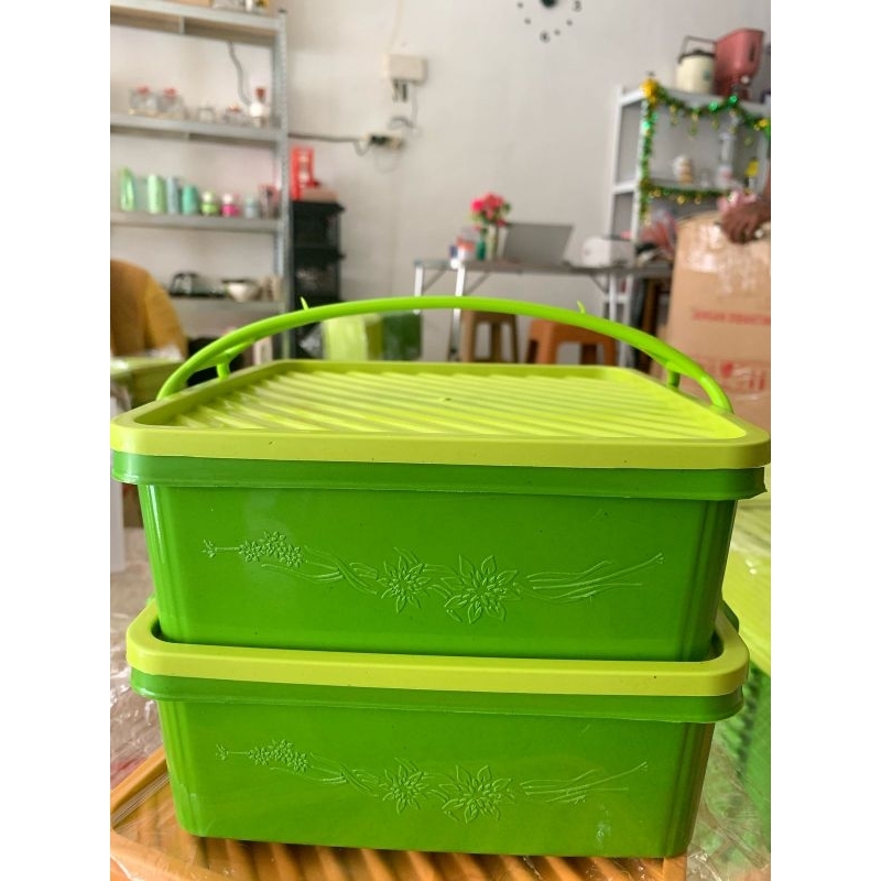 Rantang Chelzy Susun 2 / Rantang Berkat Hajatan Plastik/ Rantang Model Kotak Bulat susun 2