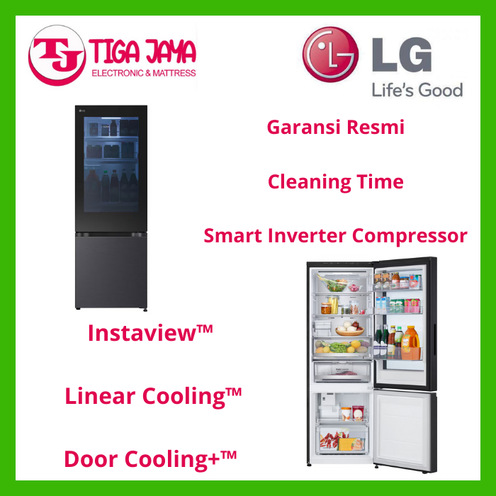 LG GNV389FQEF KULKAS 2 PINTU INSTAVIEW BOTTOM FREEZER 368 LITER LG GN V389FQEF LG GN-V389FQEF