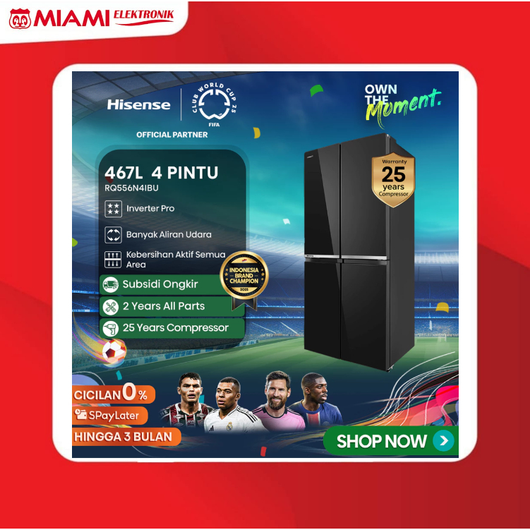 Hisense Kulkas 4 Pintu - RQ556N4IBU - L Gross Capacity - Refrigerator - Black